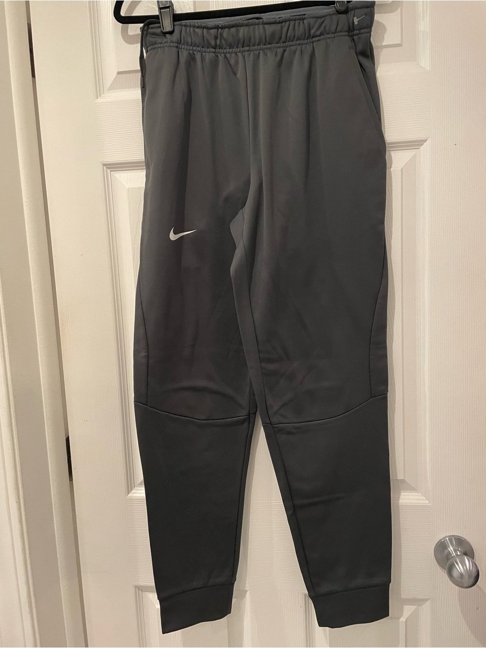 Nike Dark Gray Athletic Joggers with White Swoosh - size small
